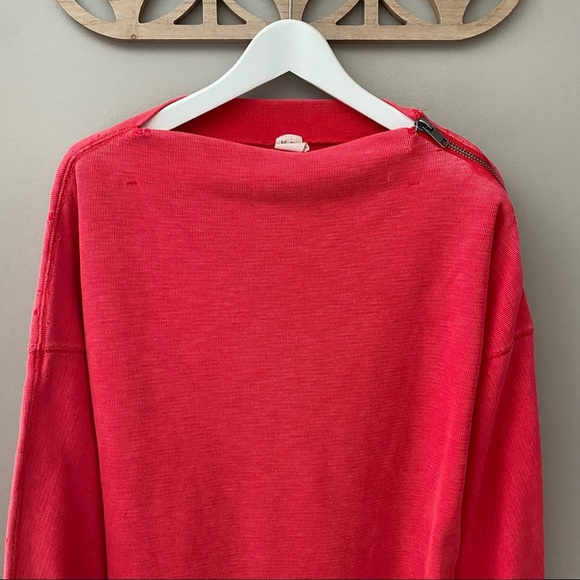 Free People Nikala Slide Zip Sweatshirt Pink Sz Medium - Picture 2 of 11